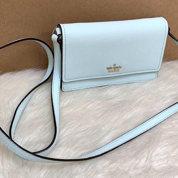 KATE SPADE Cameron Street ARIELLE Leather Crossbody Clutch Island Waters Blue - Picture 1 of 16